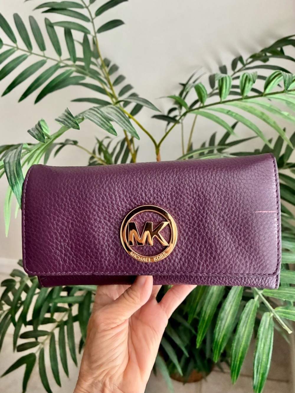 Michael Kors Burgundy Leather MK Logo Wallet NWT